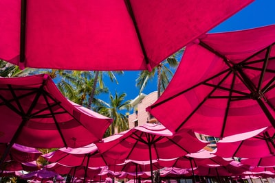 Red and white umbrella section
